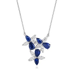 Blue Pear Shape And Marquise Fancy Pendant On Fixed Chain LPG0041S