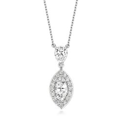 Pear Shape And Marquise Halo Drop Pendant On Fixed Chain LPG0044