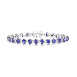 Blue Oval And Round Claw Set Bracelet LBG0011TZ
