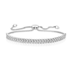 Pave Set Herringbone Links Pull Style Bracelet LBG0013