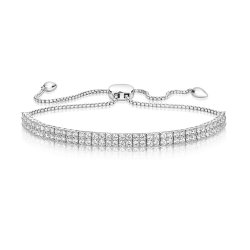 Pave Set Square Links Pull Style Bracelet LBG0014
