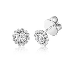 Round Centre With File Scallop Edge Cluster Stud Earrings LEG0092