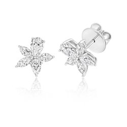 Pear Shape And Marquise Claw Set Fancy Cluster Stud Earrings LEG0095