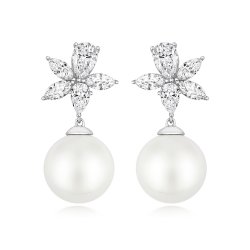 Pear Shape And Marquise Cluster With Pearl Drop Earrings LEG0104