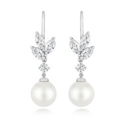 Round And Marquise Claw Set With Pearl Drop Earrings LEG0108