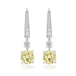 Yellow Round Claw Set With Graduate Stone Set Top Drop Earrings LEG0110Y