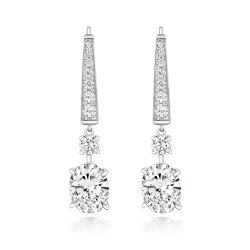 Oval Claw Set With Graduate Stone Set Top Drop Earrings LEG0111