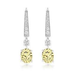 Yellow Oval Claw Set With Graduate Stone Set Top Drop Earrings LEG0111Y