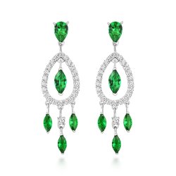 Green Fancy Shapes Stones Silhouette Chandellier Drop Earrings LEG0115E