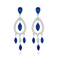 Blue Fancy Shapes Stones Silhouette Chandellier Drop Earrings LEG0115S