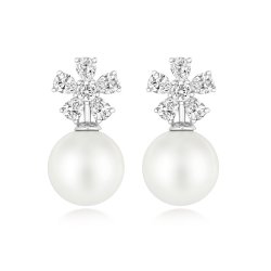 Pear Shape Petals With Pearl Flower Style Drop Earrings LEG0117