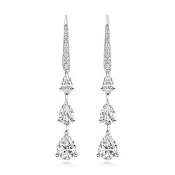 Graduated Triple Pear Shape Claw Set Drop Earrings LEG0122