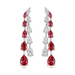 White And Red Pear Shape And Marquiase Claw Set Double Graduated Drop Earrings LEG0125R