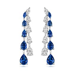 White And Blue Pear Shape And Marquiase Claw Set Double Graduated Drop Earrings LEG0125S