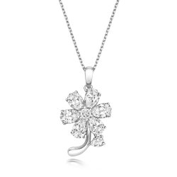 Round Rubover And Pear Shape Claw Set Single Flower Pendant LPG0047