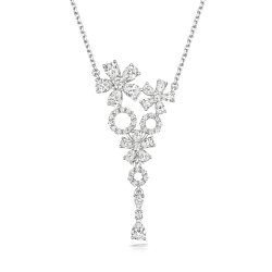 Grain Set Circles And Claw Set Flower Pendant On Fixed Chain LPG0048