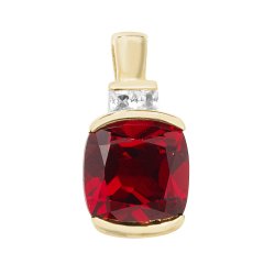 9ct Gold Cushion Created Ruby And White Sapphire Pendant 