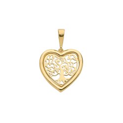 9ct Gold Tree Of Life Heart Pendant 