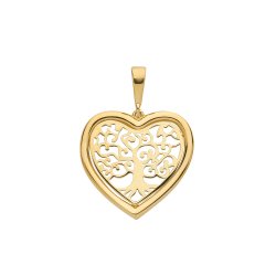9ct Gold Tree Of Life Heart Pendant 