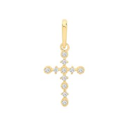 9ct Gold Cz Cross Pendant 