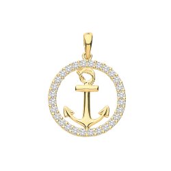 9ct Gold Cz Anchor Pendant 