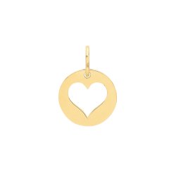 9c Gold  Heart Round Pendant 