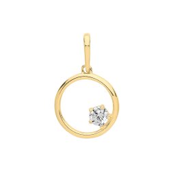 9ct Gold Cz Set Circle Pendant 