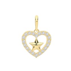 9ct Gold Cz Heart And Star Pendant 