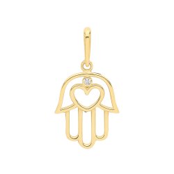 9ct Gold Cz Set Hamsa Pendant 
