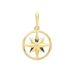 9ct Gold Compass Rose Pendant 
