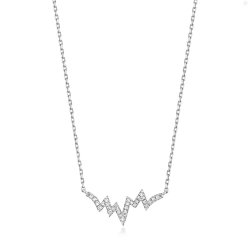 Diamond Heartbeat Necklace In 9ct White Gold 