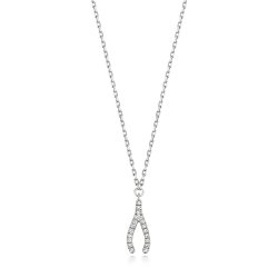 Diamond Wishbone Necklace In 9ct White Gold 