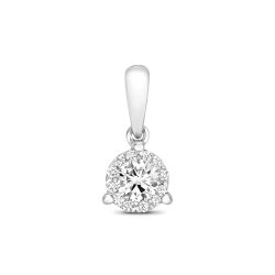 Diamond Brilliant 3 Claw Pendant In 18ct White Gold 