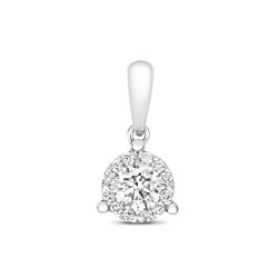 Diamond Brilliant 3 Claw Pendant In 18ct White Gold 