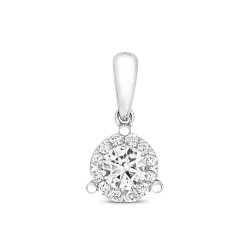 Diamond Brilliant 3 Claw Pendant In 18ct White Gold 
