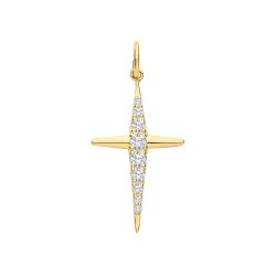 9ct Gold Cz Cross Pendant 