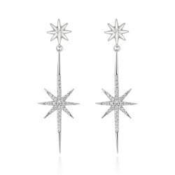 Long Star Pave Set Drop Earrings LEG0128