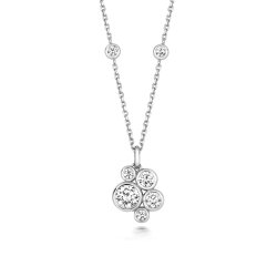 5 Stone Rubover Pendant With Stone Set Chain LPG0055