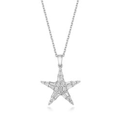 Baguette And Round Stone Star Pendant On Running Chain LPG0053