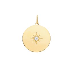 9ct Gold Cz Set Round Pendant 