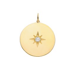 9ct Gold Cz Set Round Pendant 