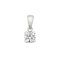 Diamond 4 Claw Pendant In 9ct White Gold 