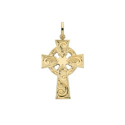 9ct Gold Engraved Cross Pendant 
