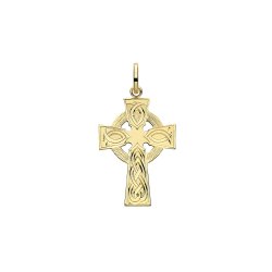 9ct Gold Celtic Engraved Cross Pendant 