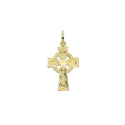 9ct Gold Celtic Engraved Cross Pendant 