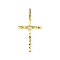 9ct Gold Engraved Cross Pendant 