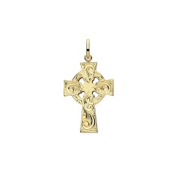 9ct Gold Engraved Cross Pendant 