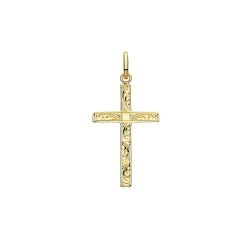 9ct Gold Engraved Cross Pendant 