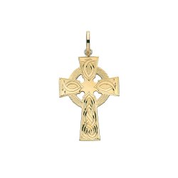 9ct Gold Celtic Engraved Cross Pendant 