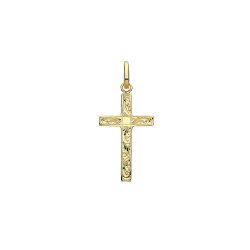 9ct Gold Engraved Cross Pendant 